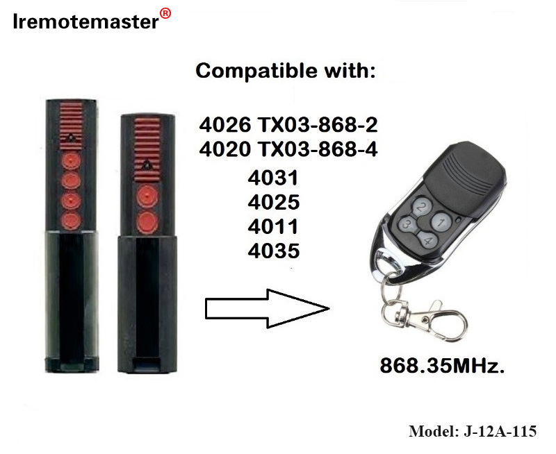 Kwa 4020 4026 TX03-868-4 Kidhibiti cha Mbali 868mhz TX03-8-4 Rolling Code